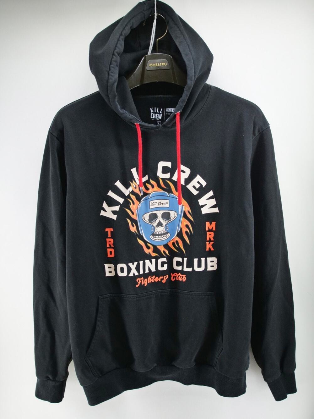 KILL CREW BOXING CLUB BOXING FLAME HOODIE Mens BLACK SIZE Large
